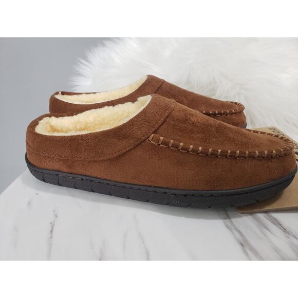 NEW DOCKERS MEN'S SUEDE SLIPP ON BROWN SLIPPERS MEDIUM 7/8 HOUSE SHOE‎ - Picture 3 of 5